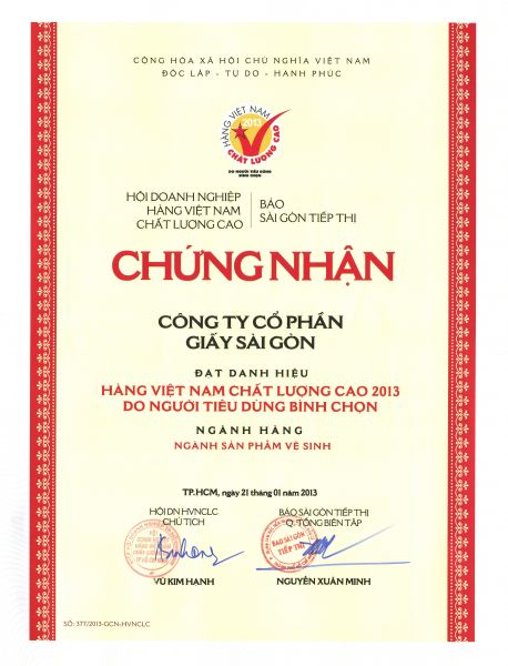 Danh hiệu Hàng Việt Nam Chất lượng cao năm 2013